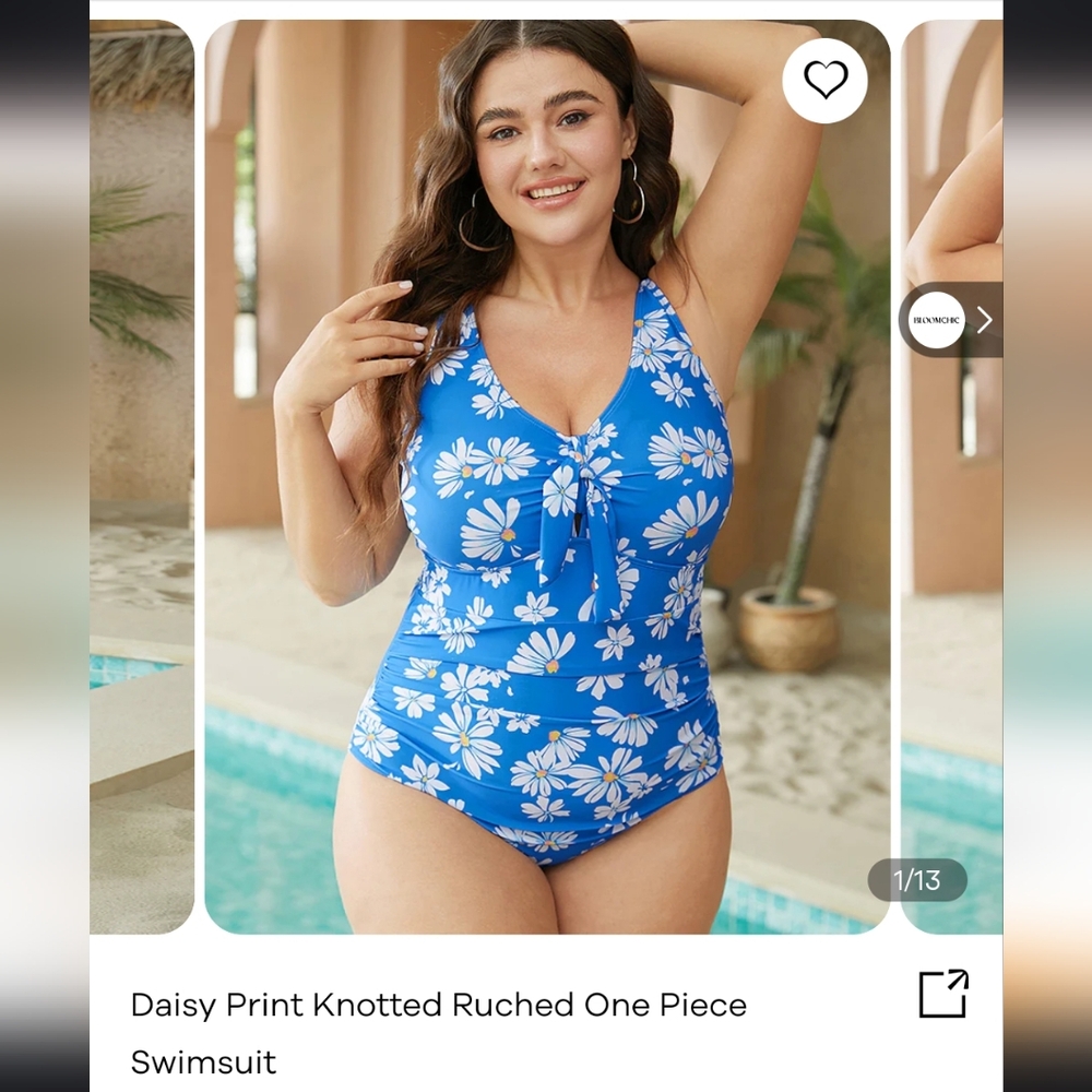 NWT Blue Floral one piece swim suit